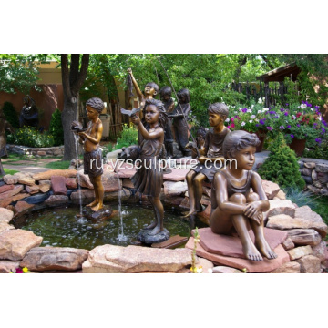 Сад бронзовый мальчик и девочка Статуя Фонтан